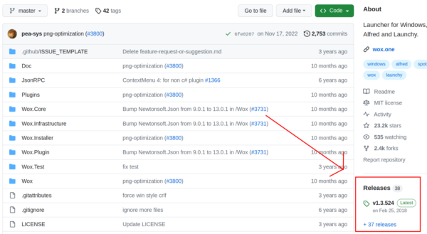 Wox 的 Github 專案首頁